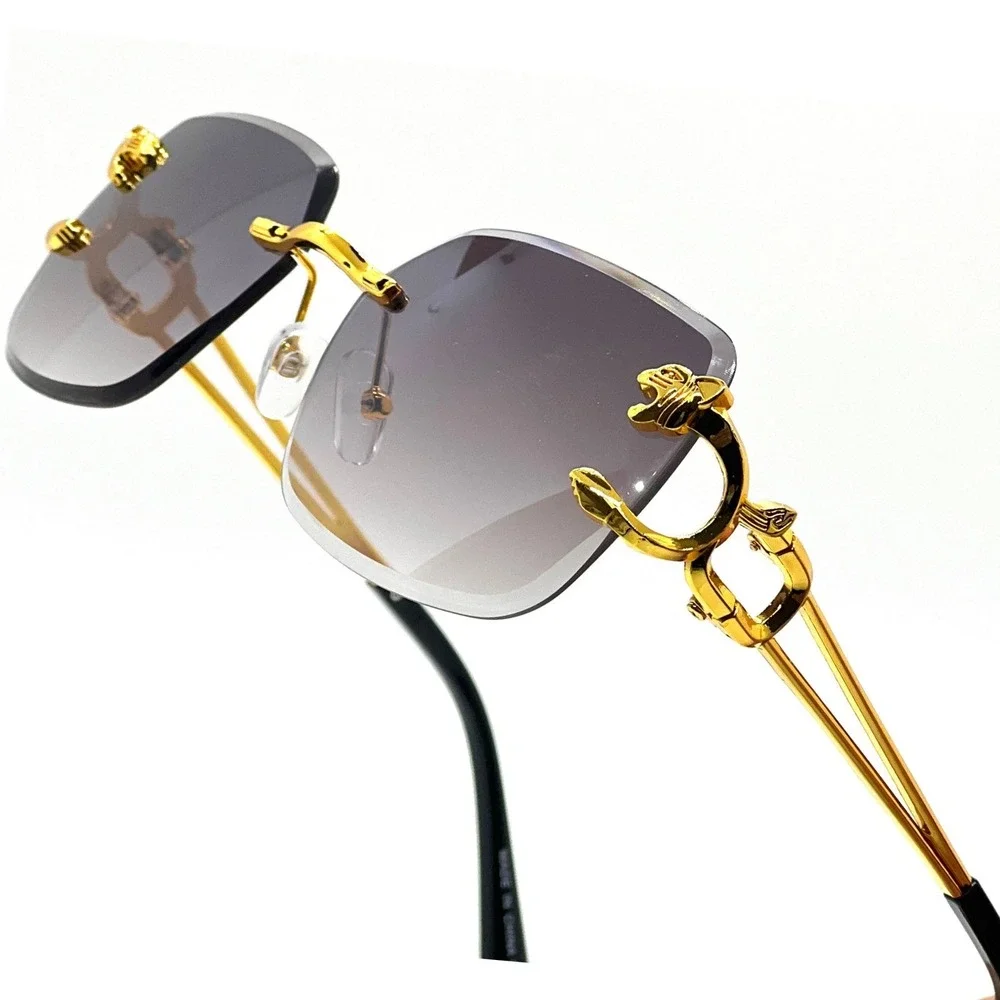 Fashion Mens Women Hip Hop Sunglasses Retro Luxury‎ Gold Rimless Shades Glasses